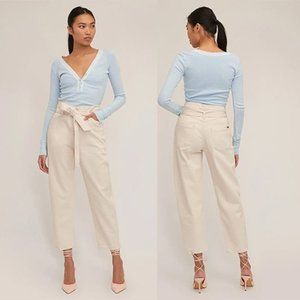 NWT Marissa Webb Stevie 80's Barrel Leg High Rise Denim Jean Pant in Cream